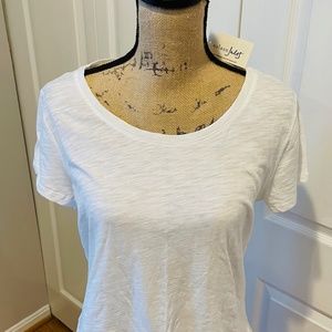 Maison Jules Eyelet Peplum Top in White (Size Large)